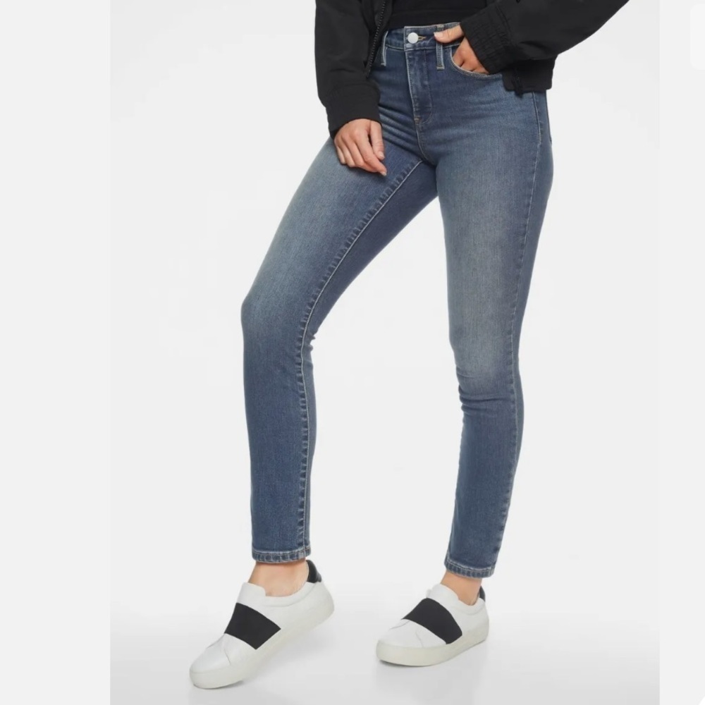 Athleta Sculptek Blue Jean 0 25x28 Azure Medium Wash Skinny Stretchy Athleisure - Picture 2 of 15